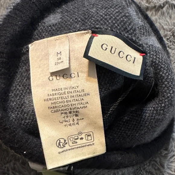 Gucci Men’s Gray & Black GG Pattern Knit Beanie - Picture 3 of 4